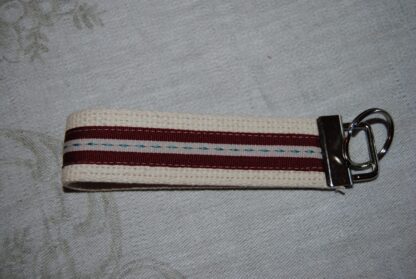 Key Tag- Large White & red/blue stripe